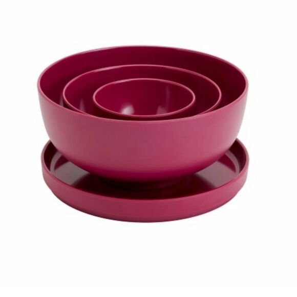 Tabletops Gallery Melamine Bowl & Plate Set- Raspberry - Picture 2 of 7
